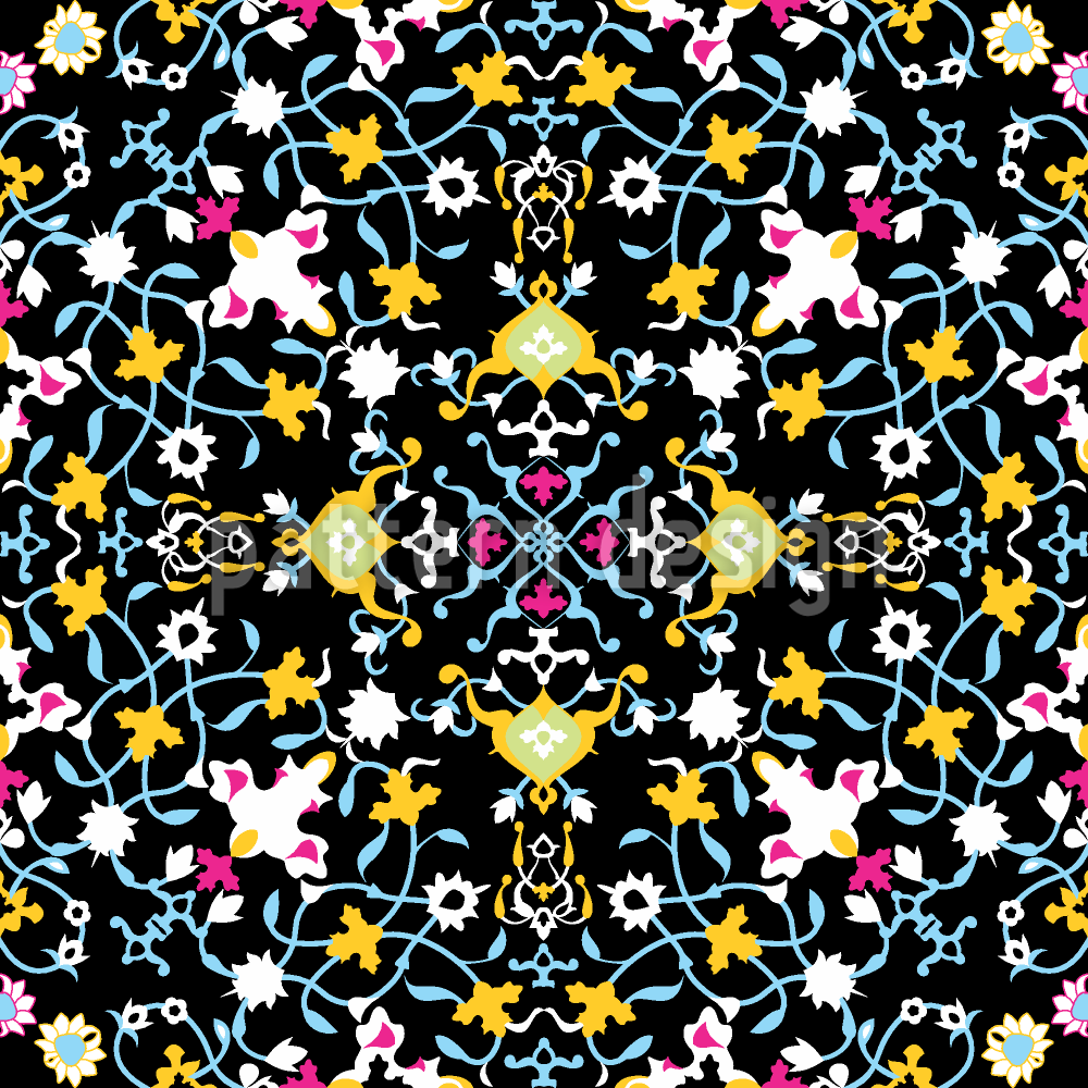 Iranian Floral Tile Seamless Vector Pattern Design