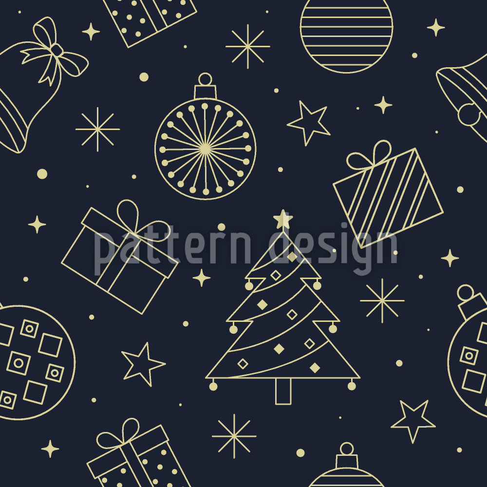 Christmas Doodle Line Art Seamless Vector Pattern Design