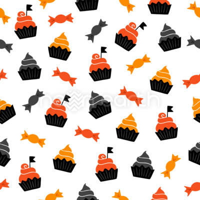 Halloween Candies And Cupcakes