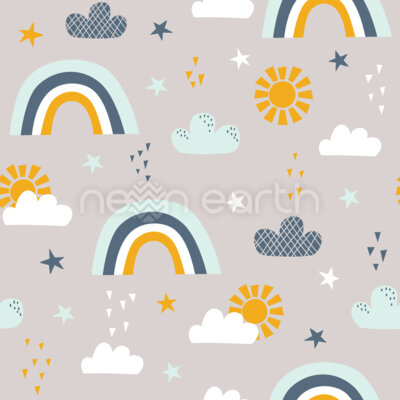 Sun Rainbow Clouds And Stars