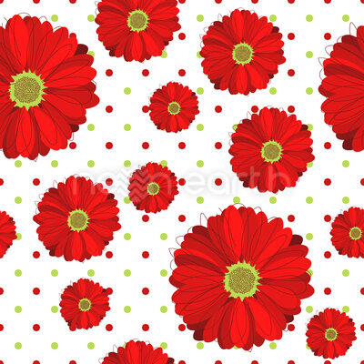 Gerberas On Dots