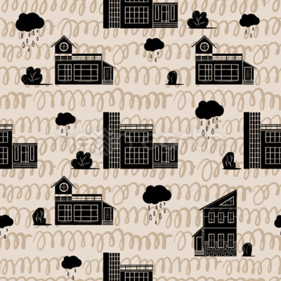 Houses and Bushes Doodle