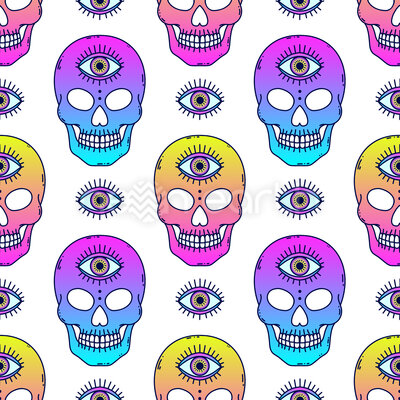 Neon Skulls with a third eye