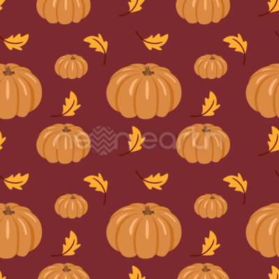 Pumpkins And Falling Leaves