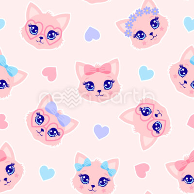 Kawaii Cats And Hearts