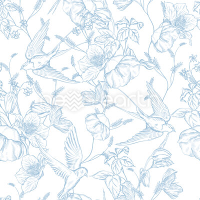 Elegant Swallows amongst Blossoms