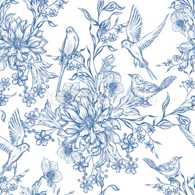 Birds on Flower Bouquets