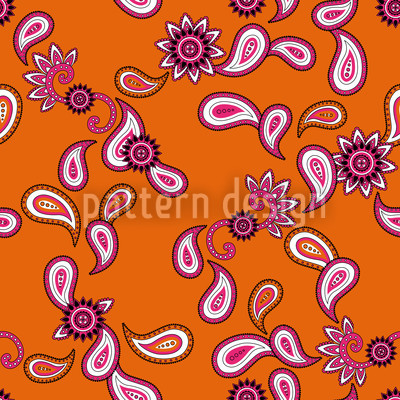 Tangerine Paisley Seamless Vector Pattern Design