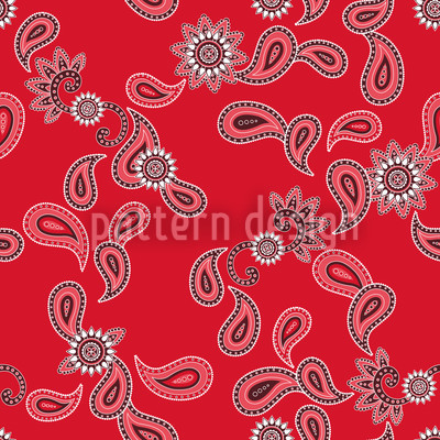 Vibrant Fiery Paisley Seamless Vector Pattern Design