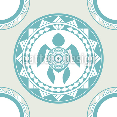 Polynesian Turtle Seamless Vector Pattern Design
