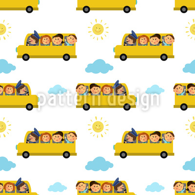 On the Way to School Seamless Vector Pattern Design
