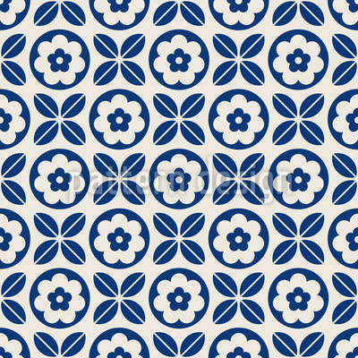 Monochrome Flower Tiles Seamless Vector Pattern Design