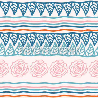 Floral Doodle Stripes Seamless Vector Pattern Design