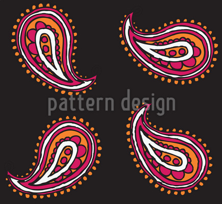 Retro Paisley Drop Seamless Vector Pattern Design