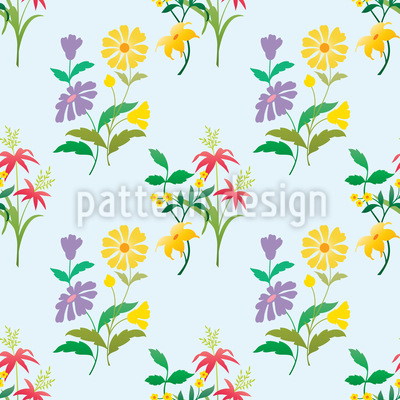 Growth of a Flower Seamless Vector Pattern Design