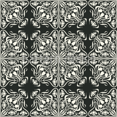 Jugendstil Fliese Nahtloses Vektormuster