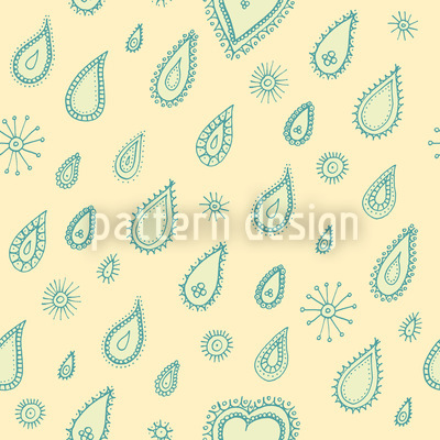 Nordic Summer Paisley Seamless Vector Pattern Design