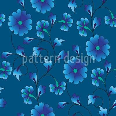 Winding Flower Garden Seamless Vector Pattern Design