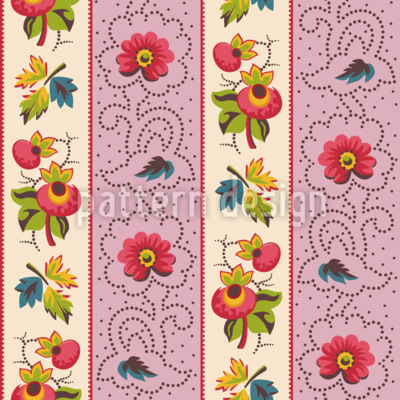 Vintage-Blumen- und Fruchtstreifen Nahtloses Vektormuster