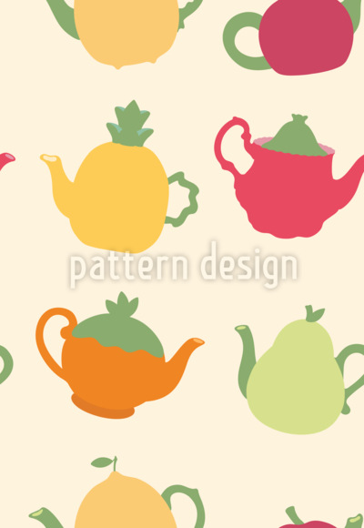 Fruity Teapots Seamless Vector Pattern Design