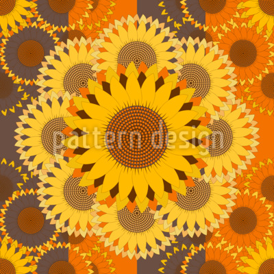 Radiant Sunflower Kaleidoscope Pattern Seamless Vector Pattern Design