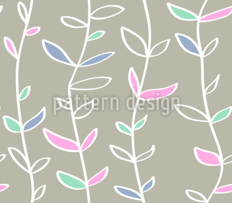 Sweeping Lines With Leaves Seamless Vector Pattern Design