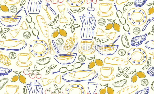 Comida italiana Estampado Vectorial Sin Costura