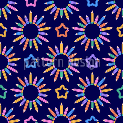 Lápices de colores en simetría artística Estampado Vectorial Sin Costura