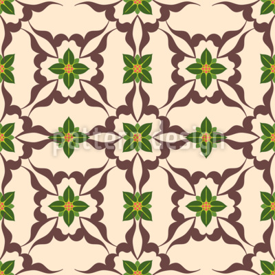 Azulejo Floral Harmony Estampado Vectorial Sin Costura