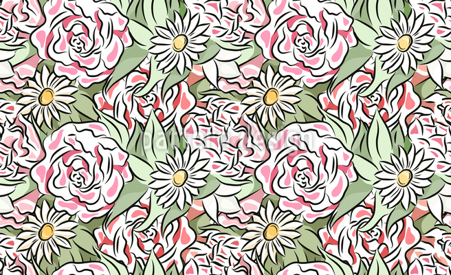 Boceto floral Estampado Vectorial Sin Costura
