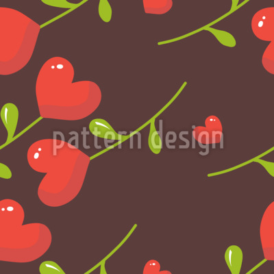 Linda planta en forma de corazón Estampado Vectorial Sin Costura