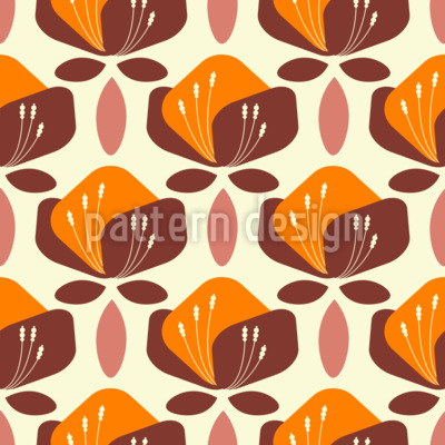 Flores de mediados de siglo Estampado Vectorial Sin Costura