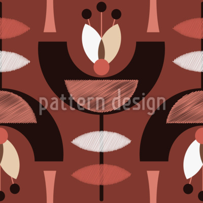 Flor retro geométrica Estampado Vectorial Sin Costura