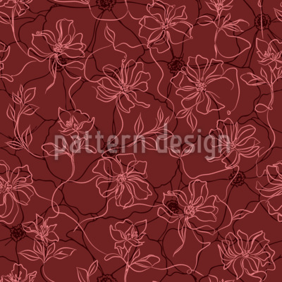 Delicadas flores de arte lineal Estampado Vectorial Sin Costura