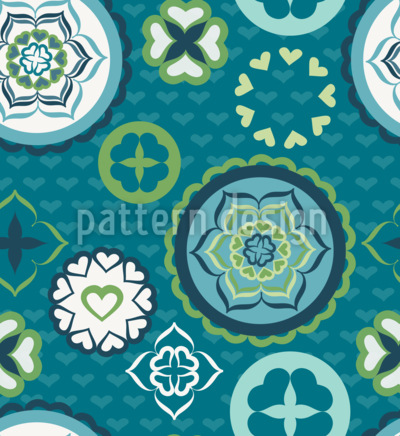 Sueño con flores de corazón Estampado Vectorial Sin Costura