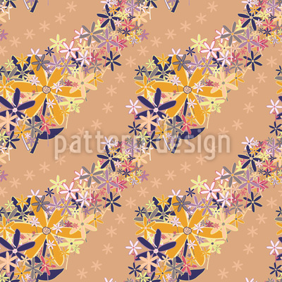 Enredaderas de flores boho Estampado Vectorial Sin Costura