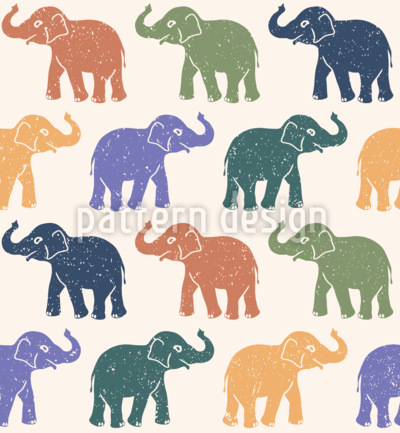 Boho Elephants Parade Seamless Vector Pattern Design