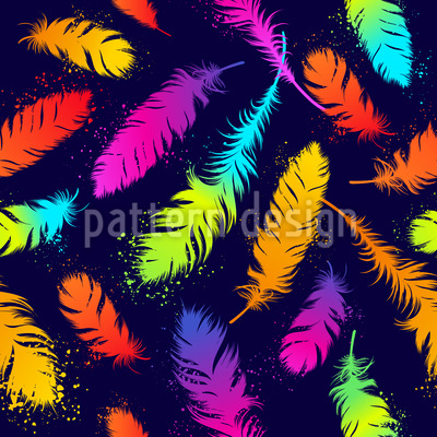 plumas de neón de colores Estampado Vectorial Sin Costura