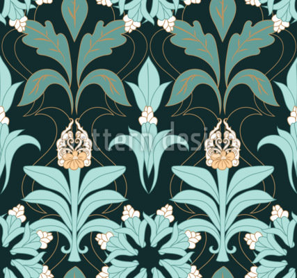 Florales Jugendstil-Damast Nahtloses Vektormuster