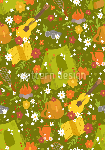 Campamento de verano Estampado Vectorial Sin Costura