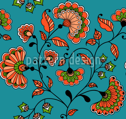 Indische Blumen Chintz Nahtloses Vektormuster