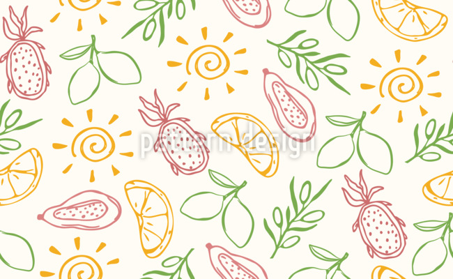 Frutas mediterráneas Estampado Vectorial Sin Costura
