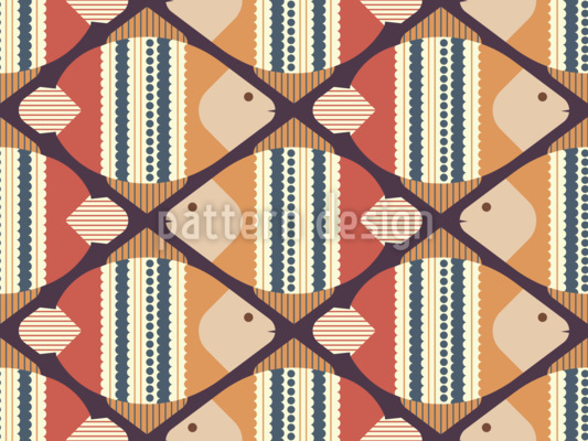 Pez rayado de estilo retro Estampado Vectorial Sin Costura