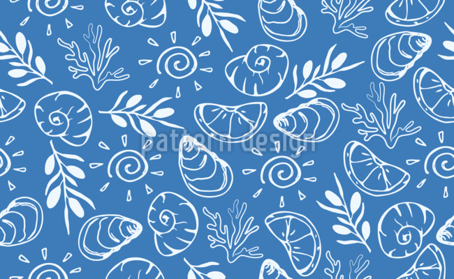 Mariscos mediterráneos Estampado Vectorial Sin Costura