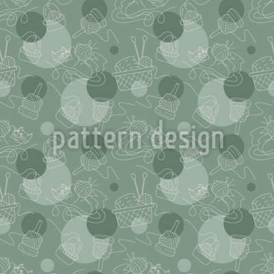 Bola de lana y cestas para gatos Estampado Vectorial Sin Costura