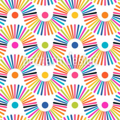 Patrón circular vibrante con motivos de rayos de sol Estampado Vectorial Sin Costura