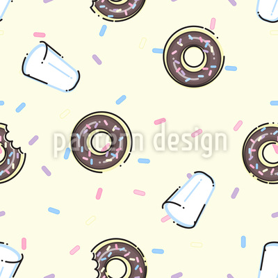 Süße Streuseldonuts und Milch Nahtloses Vektormuster