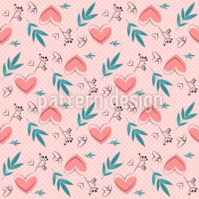 Delicados corazones y lunares en un estilo romántico Estampado Vectorial Sin Costura