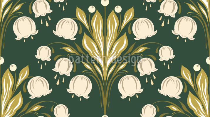 Damasco de lirio de los valles Estampado Vectorial Sin Costura