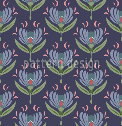 Flor de loto oscuro Estampado Vectorial Sin Costura